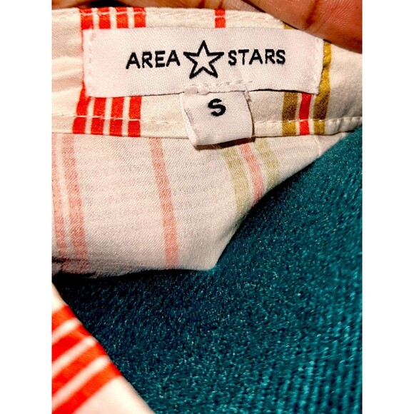 Area Stars Thin Stripe Short Boho Classy Dress in Beige Red Cream Background S - Picture 2 of 6